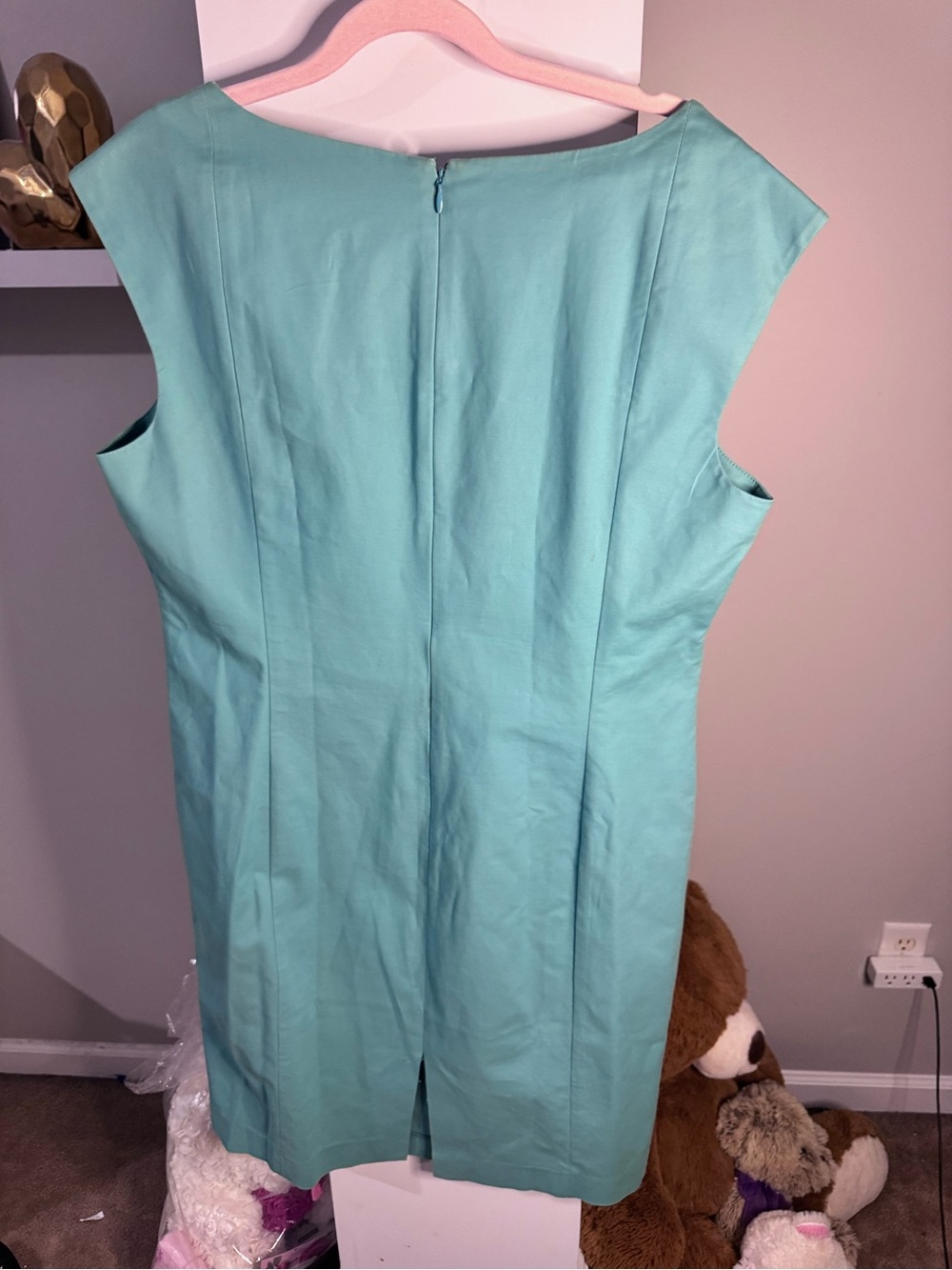 Lafayette 148 New York Aqua Square Neck Sheath Dress Size 14 - Picture 9 of 10